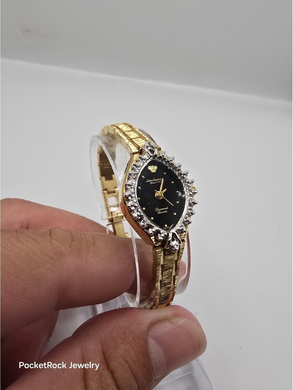 Jules Jurgensen Special Women’s Gold Tone Quartz Black Dial Diamond - Picture 3 of 8